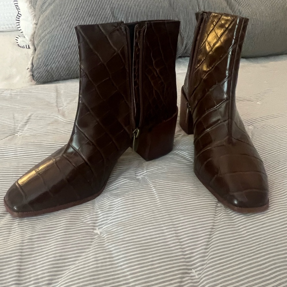 Vince Camuto brown leather booties